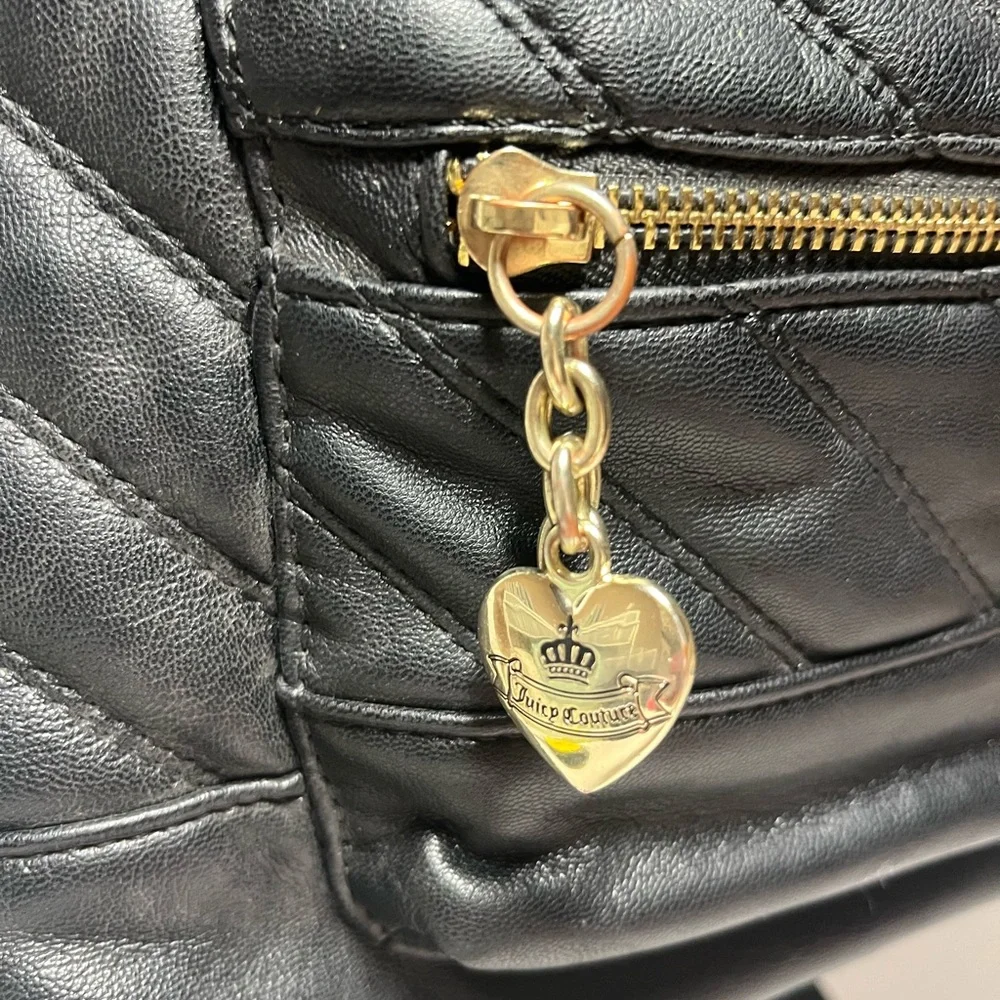 Juicy Couture Quilted Black Leather Mini Backpack